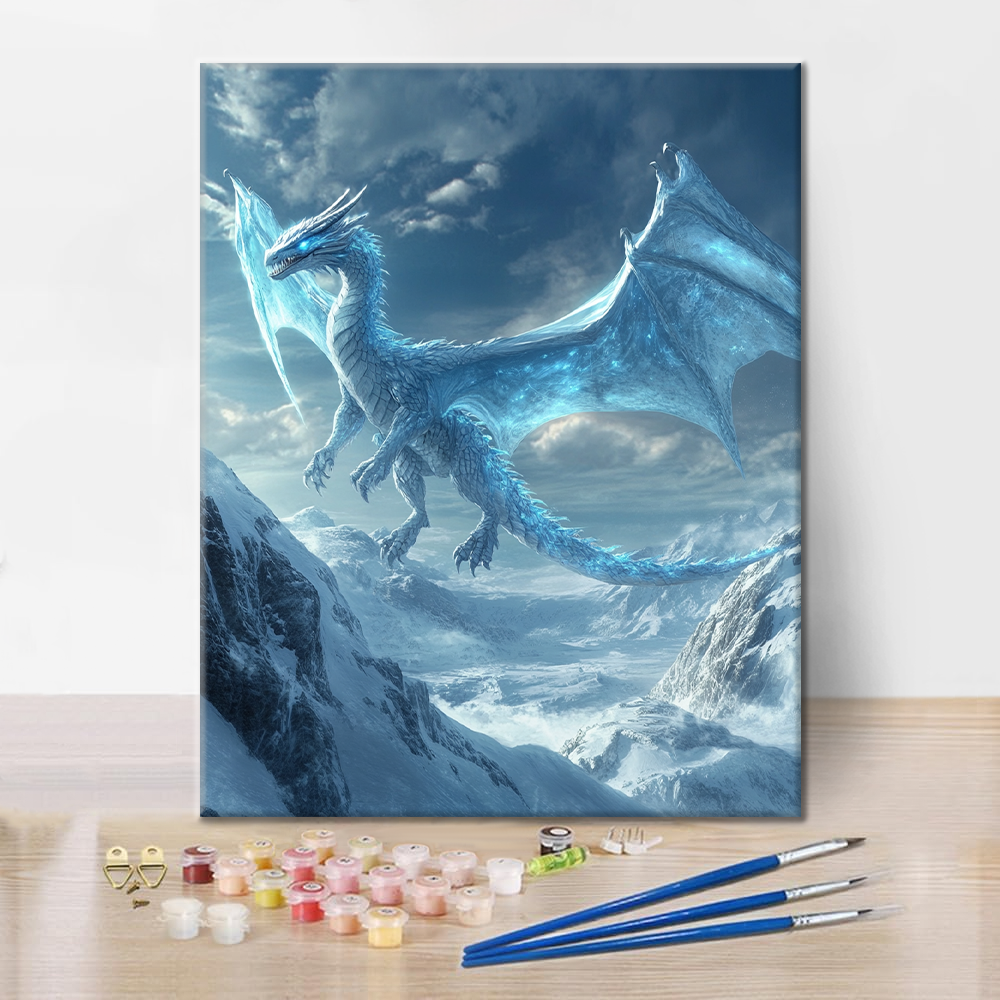 Dragón De Hielo Ártico En Vuelo - Pintar por Números
