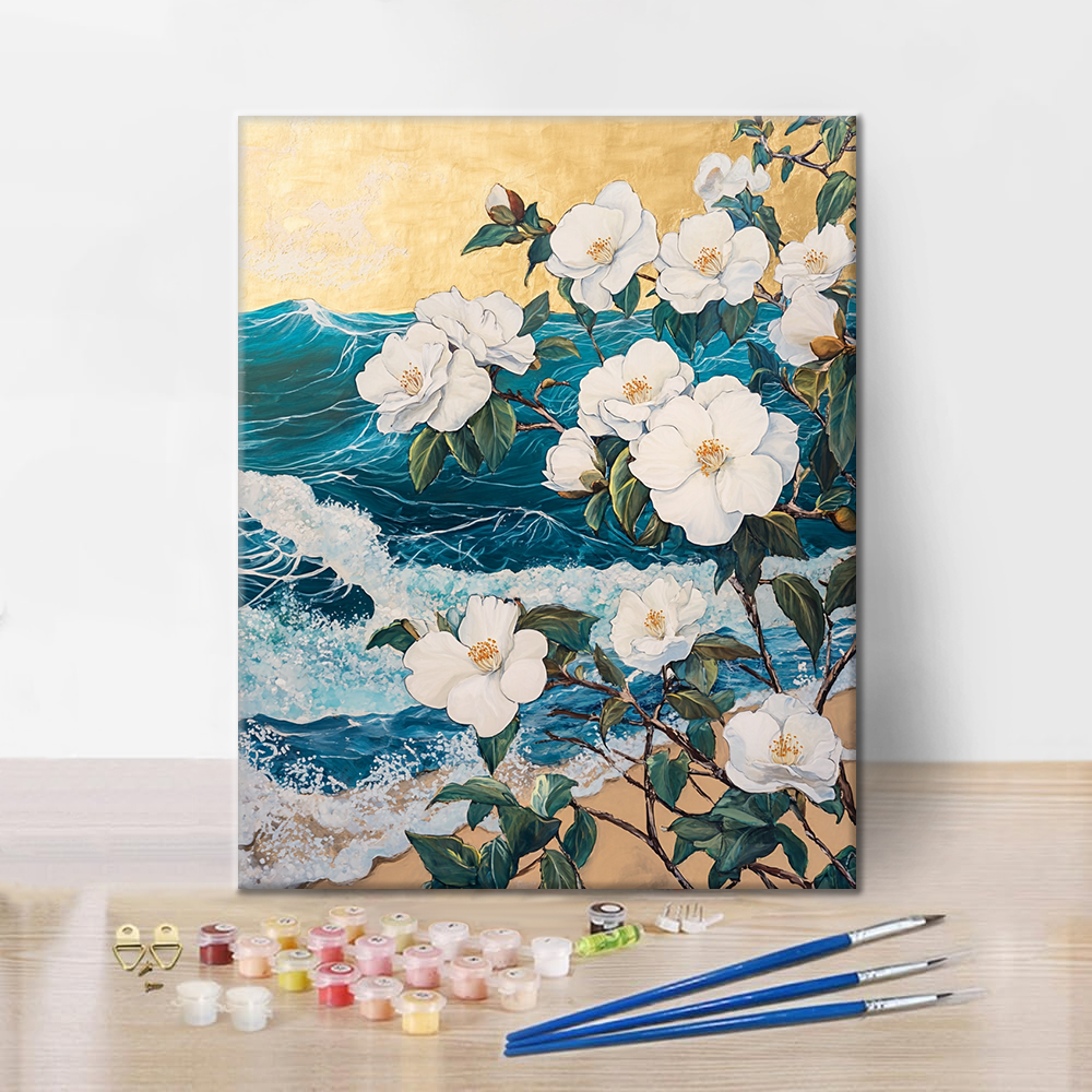 Peonías Junto Al Mar - Pintar por Números