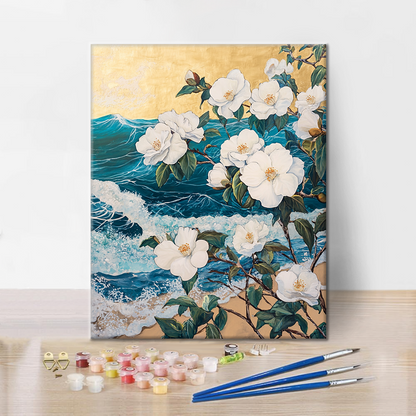 Peonías Junto Al Mar - Pintar por Números