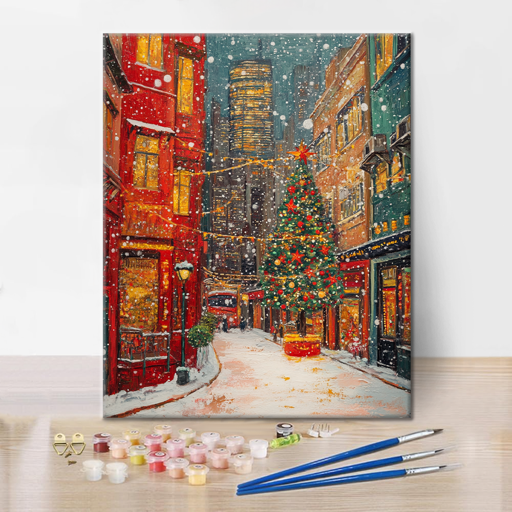 Pueblo Navideño - Pintar por Números