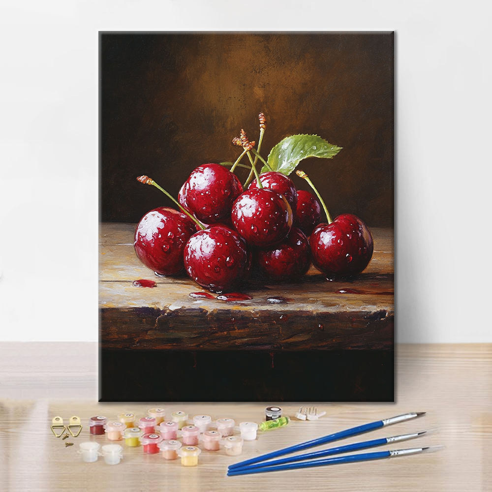 Cerezas En Madera - Pintar por Números