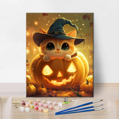 Gatito Calabaza - Pintar por Números