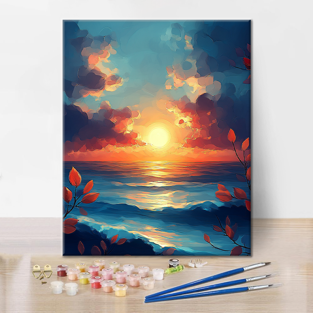 Puesta De Sol Sobre El Mar - Pintar por Números
