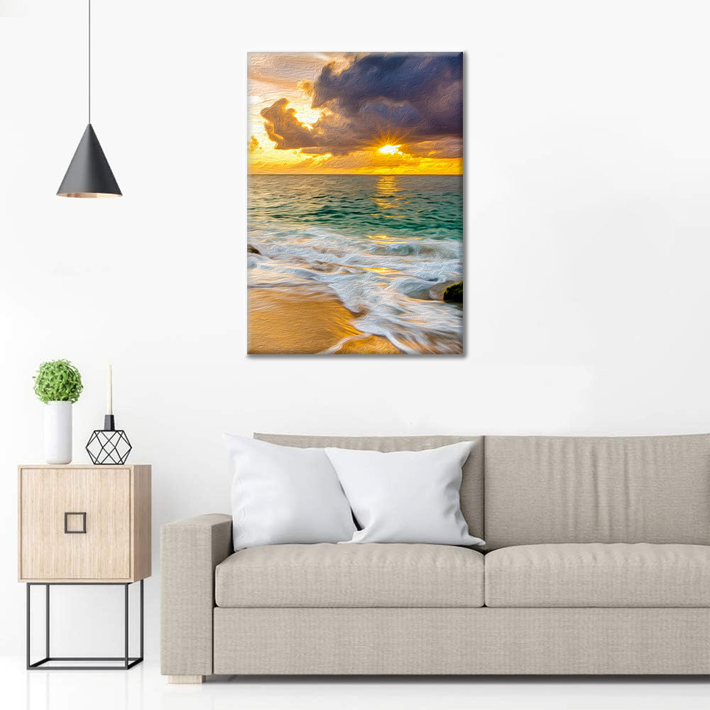 Playa Colorida, Puesta de Sol y Naturaleza - Pintar por Números