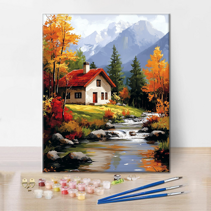 Tranquilidad Rural Con Tonos Otoñales - Pintar por Números