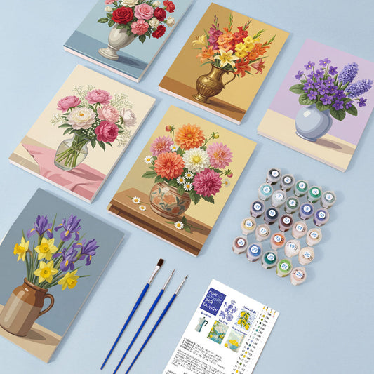 Flores en jarrones - Pintar por números
