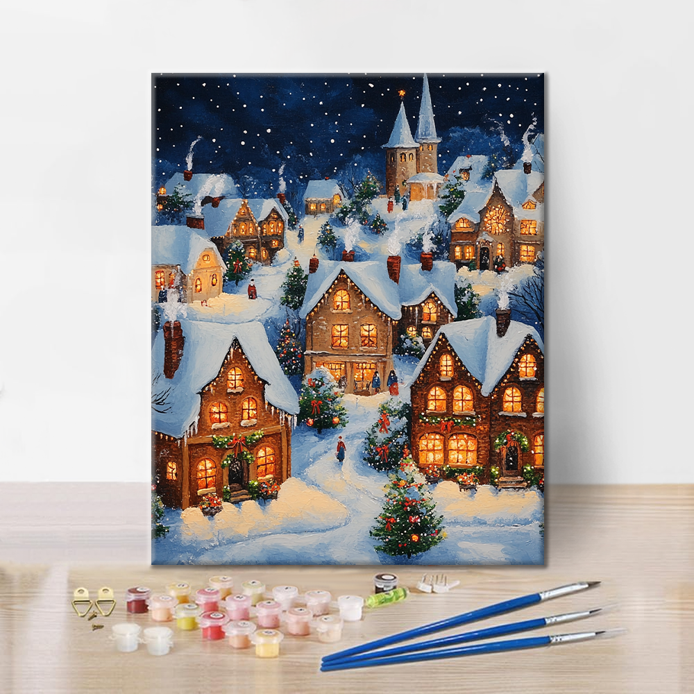 Pueblo Navideño - Pintar por Números