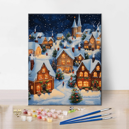 Pueblo Navideño - Pintar por Números