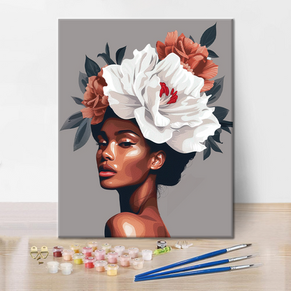 Mujer Con Cabello De Flores - Pintar por Números