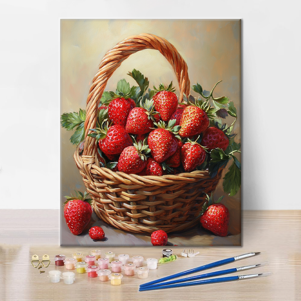 Cesta De Fresas Deliciosas - Pintar por Números