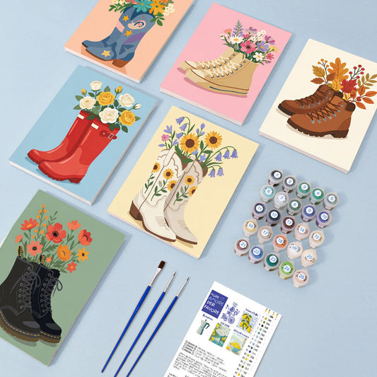 Flores en zapatos - Pintar por números