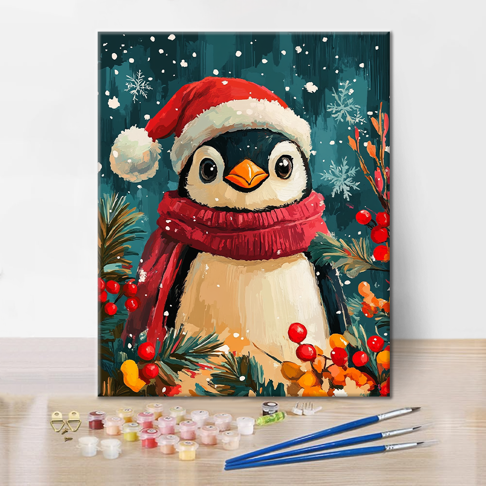 Pingüino De Navidad - Pintar por Números