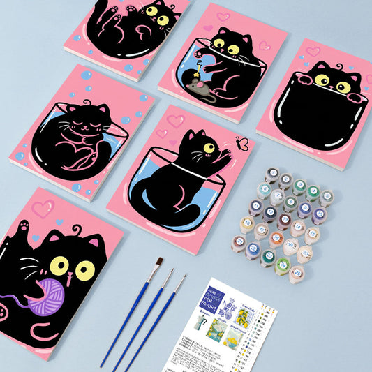 Gatos negros rosados - Pintar por números