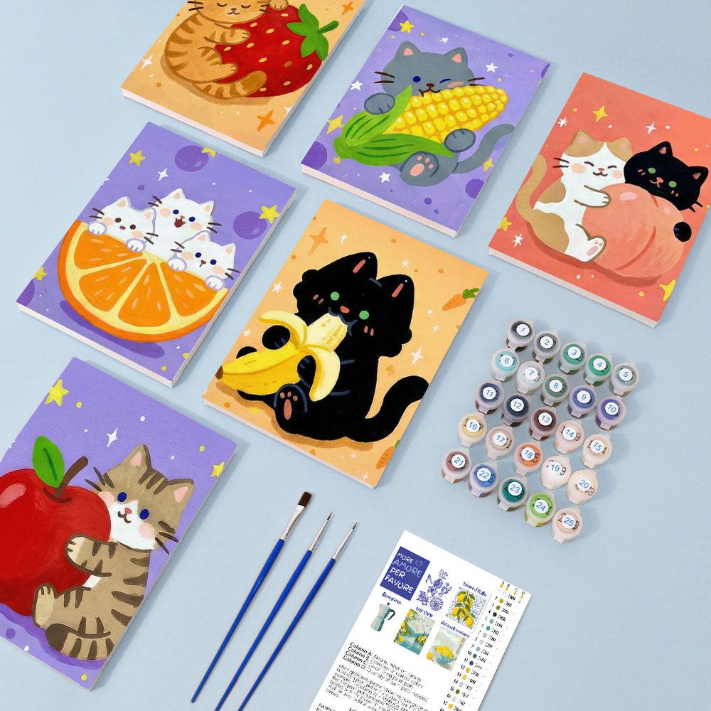 Gatitos y frutas - Pintar por números