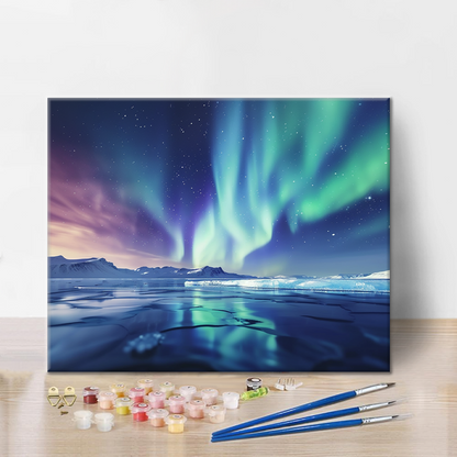 Aurora y lago - Pintar por Números