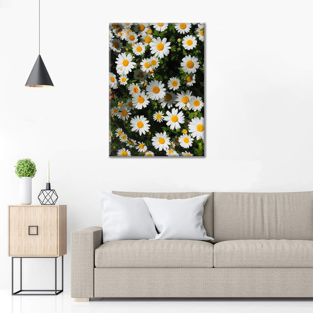 Mural De Naturaleza Con Racimos De Margaritas - Pintar por Números