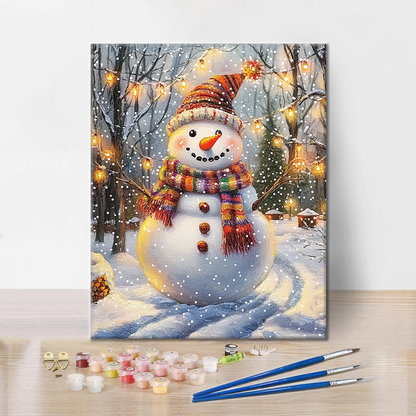 Muñeco De Nieve Festivo - Pintar por Números