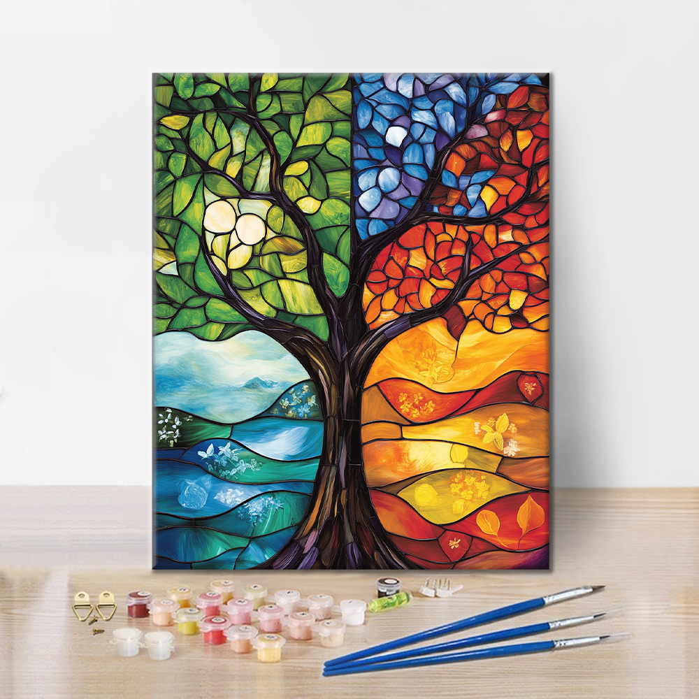 Árbol De Las Cuatro Estaciones - Pintar por Números