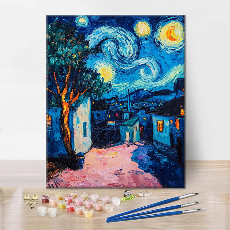 Un Pueblo Bajo Las Estrellas - Pintar por Números