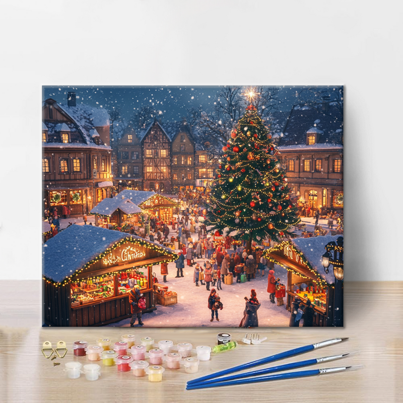 Pueblo Navideño - Pintar por Números