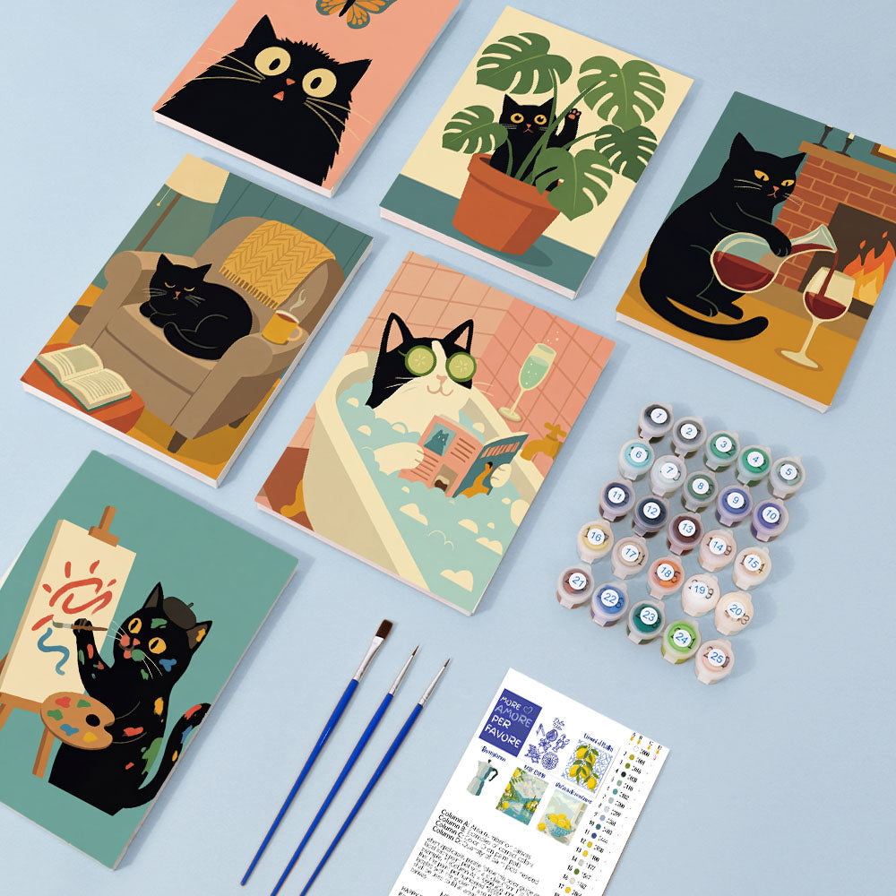 Gato negro tranquilo - Pintar por números