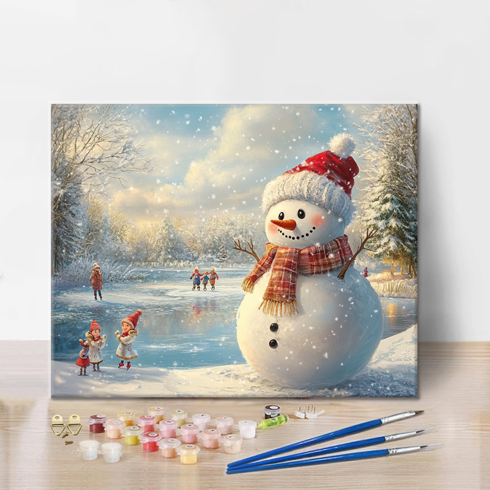 Muñeco De Nieve De Navidad - Pintar por Números