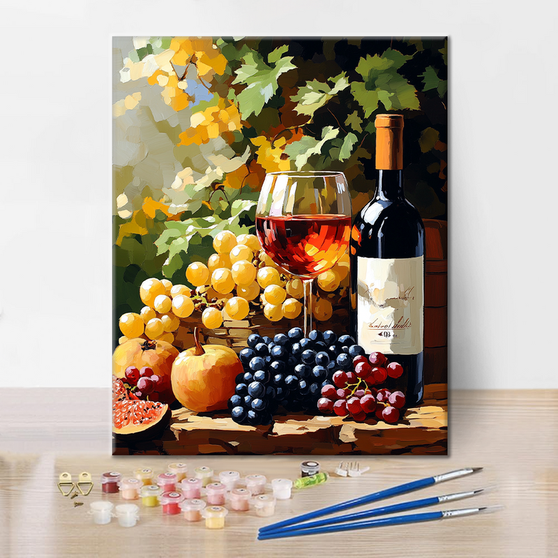 Vino Y Fruta En La Viña - Pintar por Números
