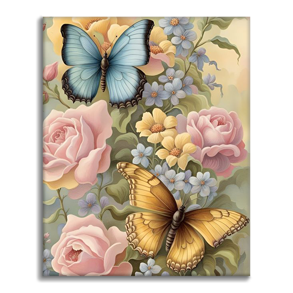 Flores y mariposas - Pintar por Números