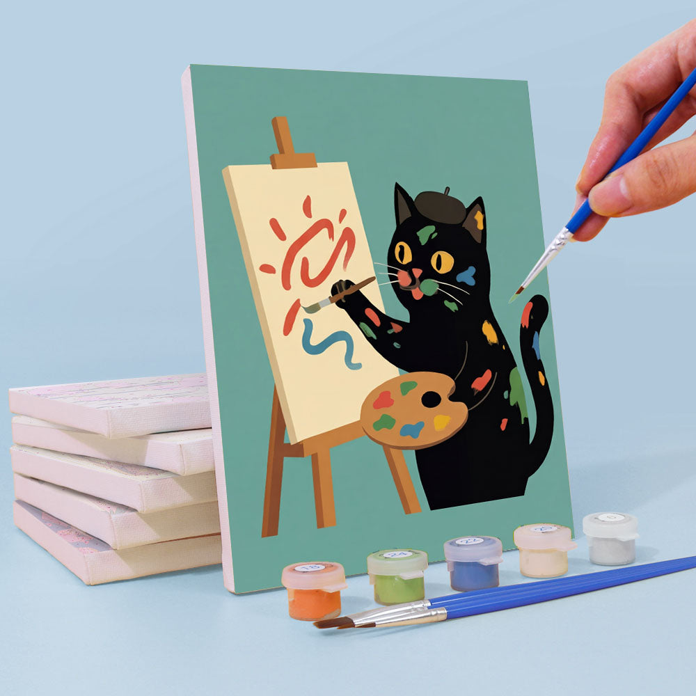Gato negro tranquilo - Pintar por números