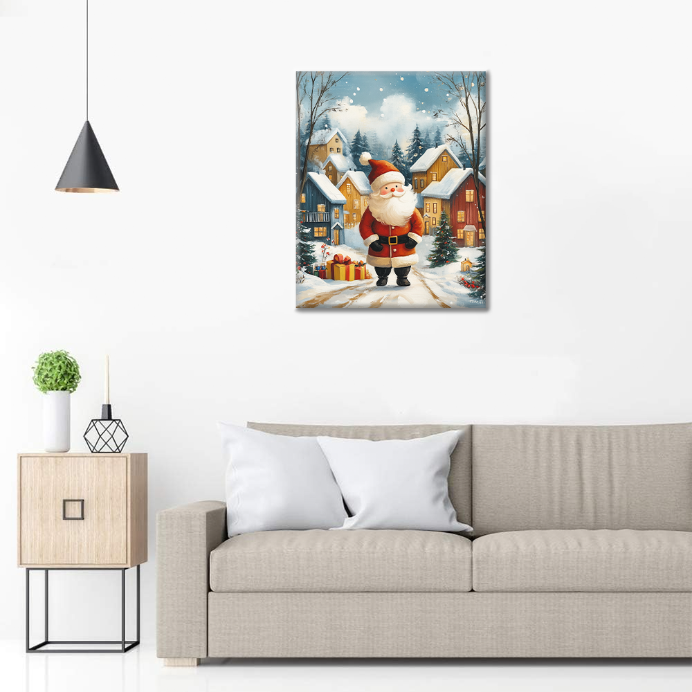 El Alegre Papá Noel En Un Paraíso Invernal - Pintar por Números