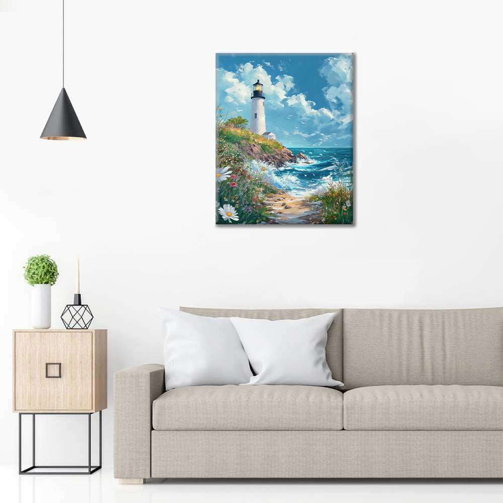 Mar Embravecido Con Faro - Pintar por Números