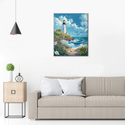 Mar Embravecido Con Faro - Pintar por Números