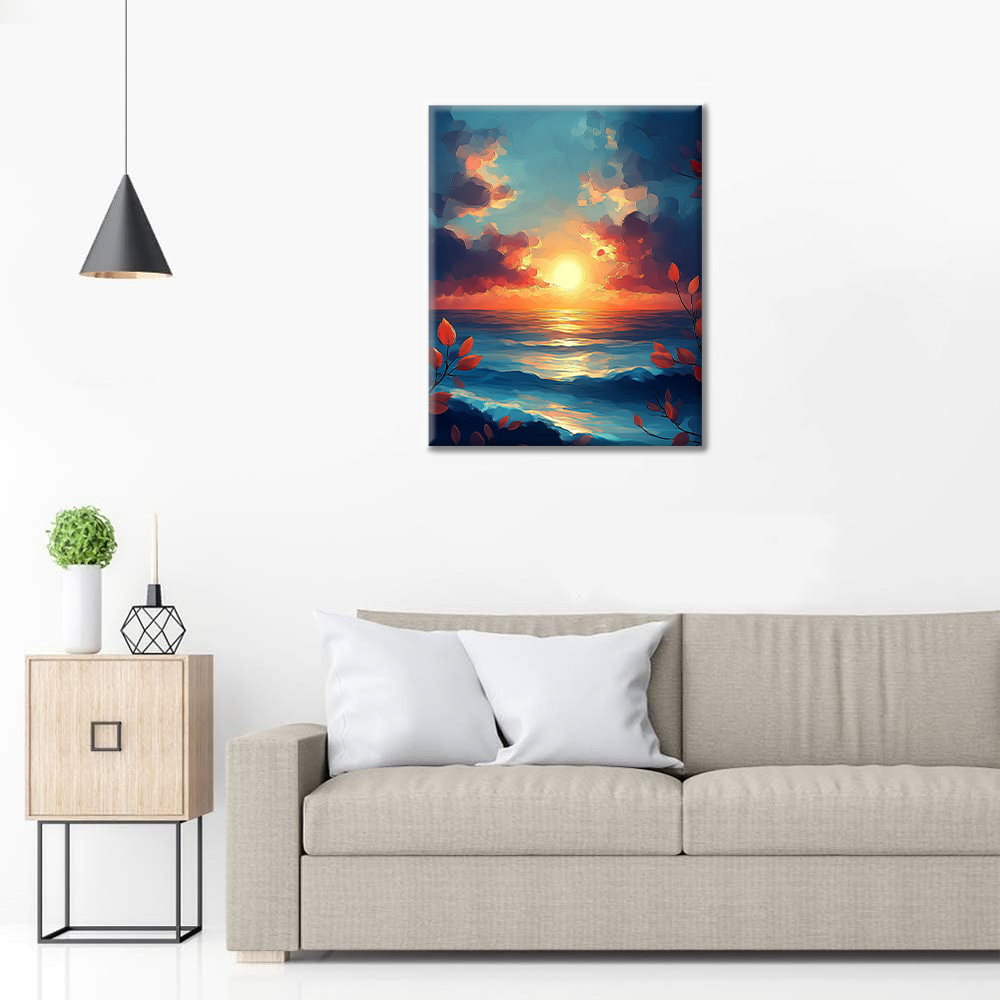 Puesta De Sol Sobre El Mar - Pintar por Números