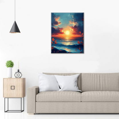 Puesta De Sol Sobre El Mar - Pintar por Números