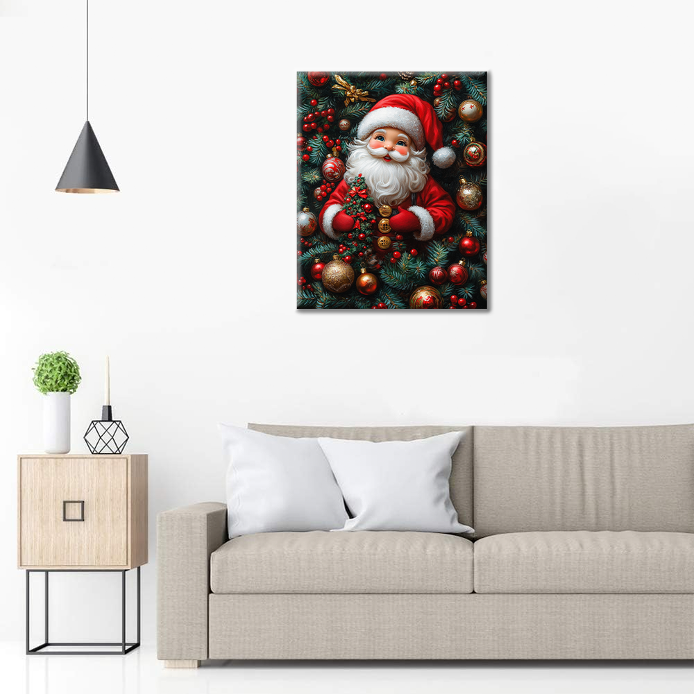 Papá Noel Alegre Entre Decoraciones Festivas - Pintar por Números