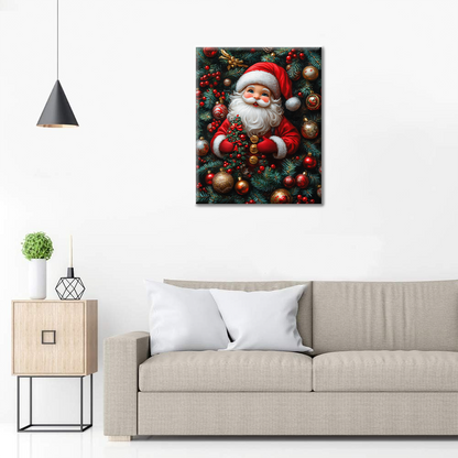 Papá Noel Alegre Entre Decoraciones Festivas - Pintar por Números