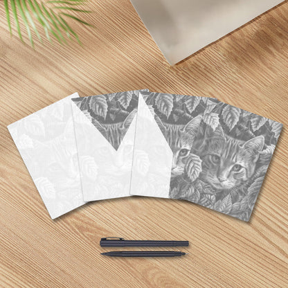Leaves and Cat - Pintura por puntos