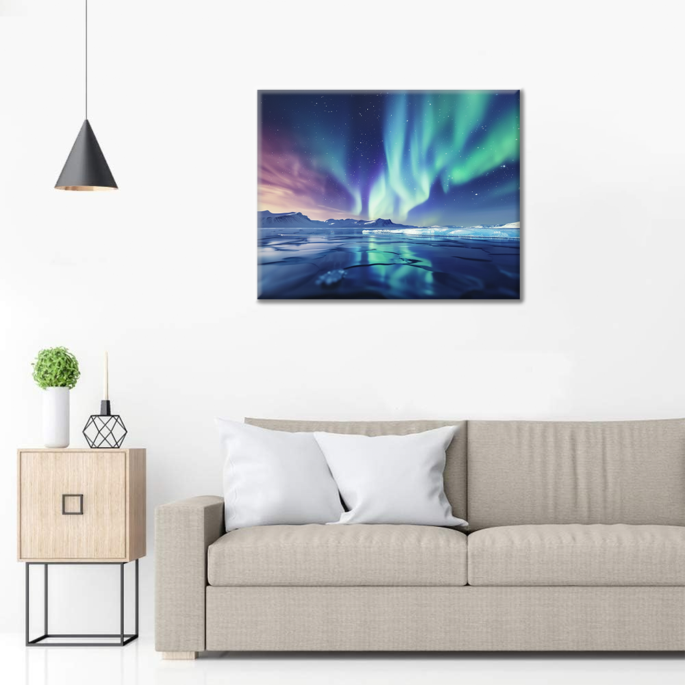 Aurora y lago - Pintar por Números