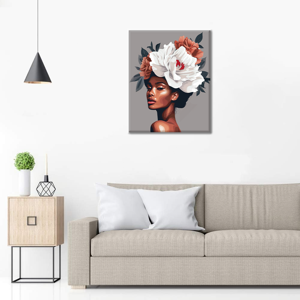 Mujer Con Cabello De Flores - Pintar por Números