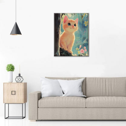 Gatito En El Dosel Del Bosque - Pintar por Números