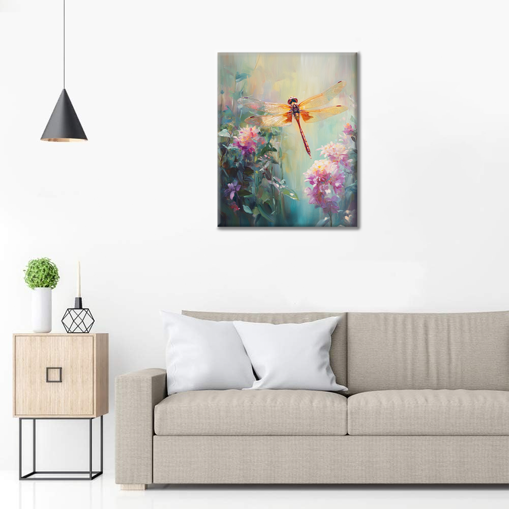 Libélula Y Flores - Pintar por Números