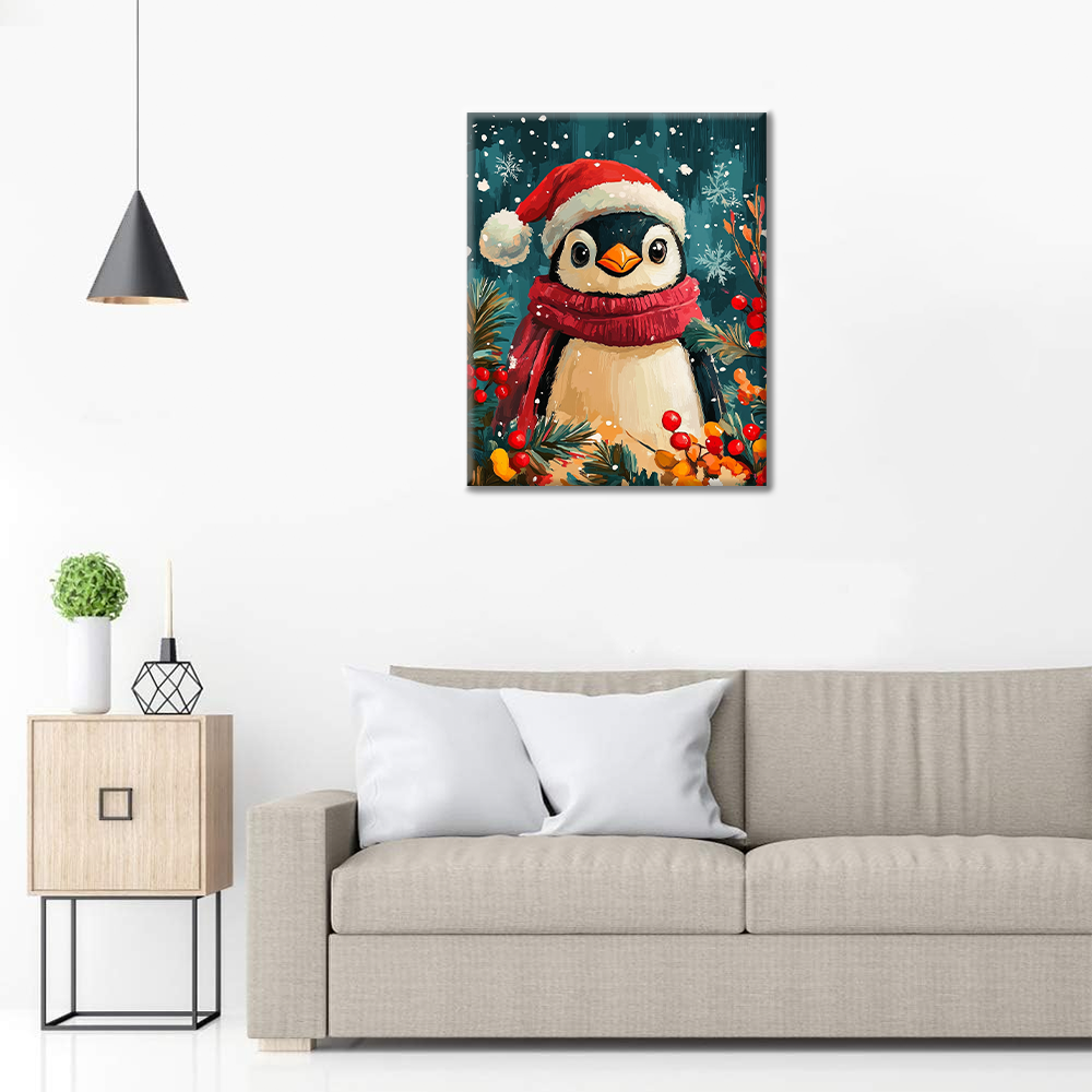 Pingüino De Navidad - Pintar por Números
