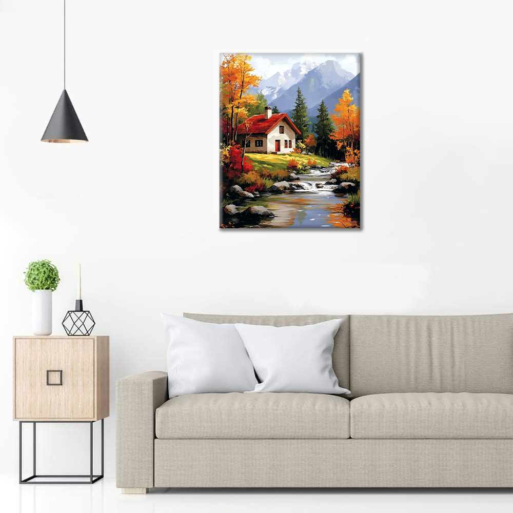Tranquilidad Rural Con Tonos Otoñales - Pintar por Números