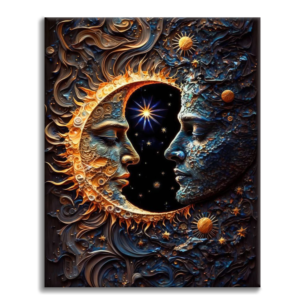 Armonía Celestial Sol Y Luna Solar - Pintar por Números