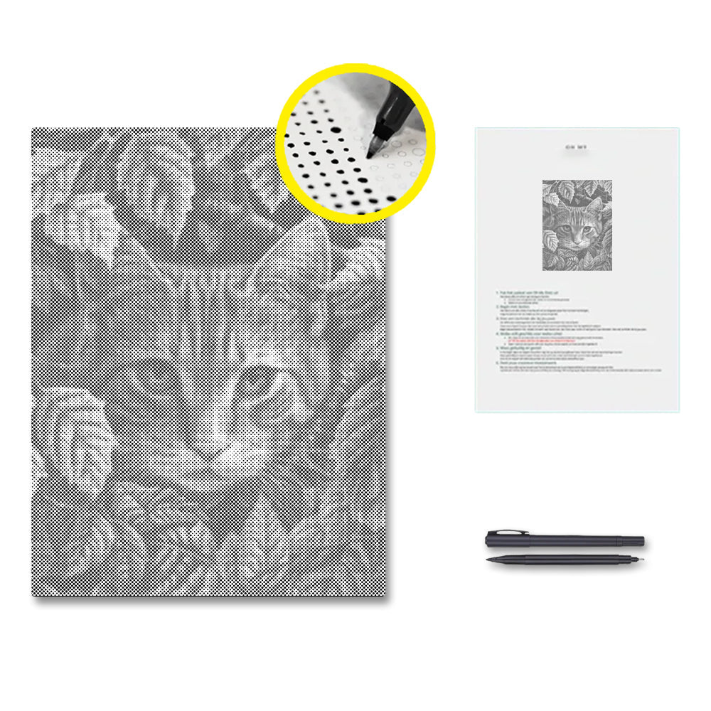 Leaves and Cat - Pintura por puntos
