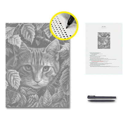 Leaves and Cat - Pintura por puntos
