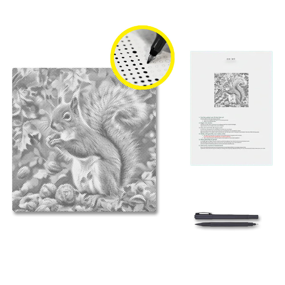 Squirrel In Autumn Leaves - Pintura por puntos