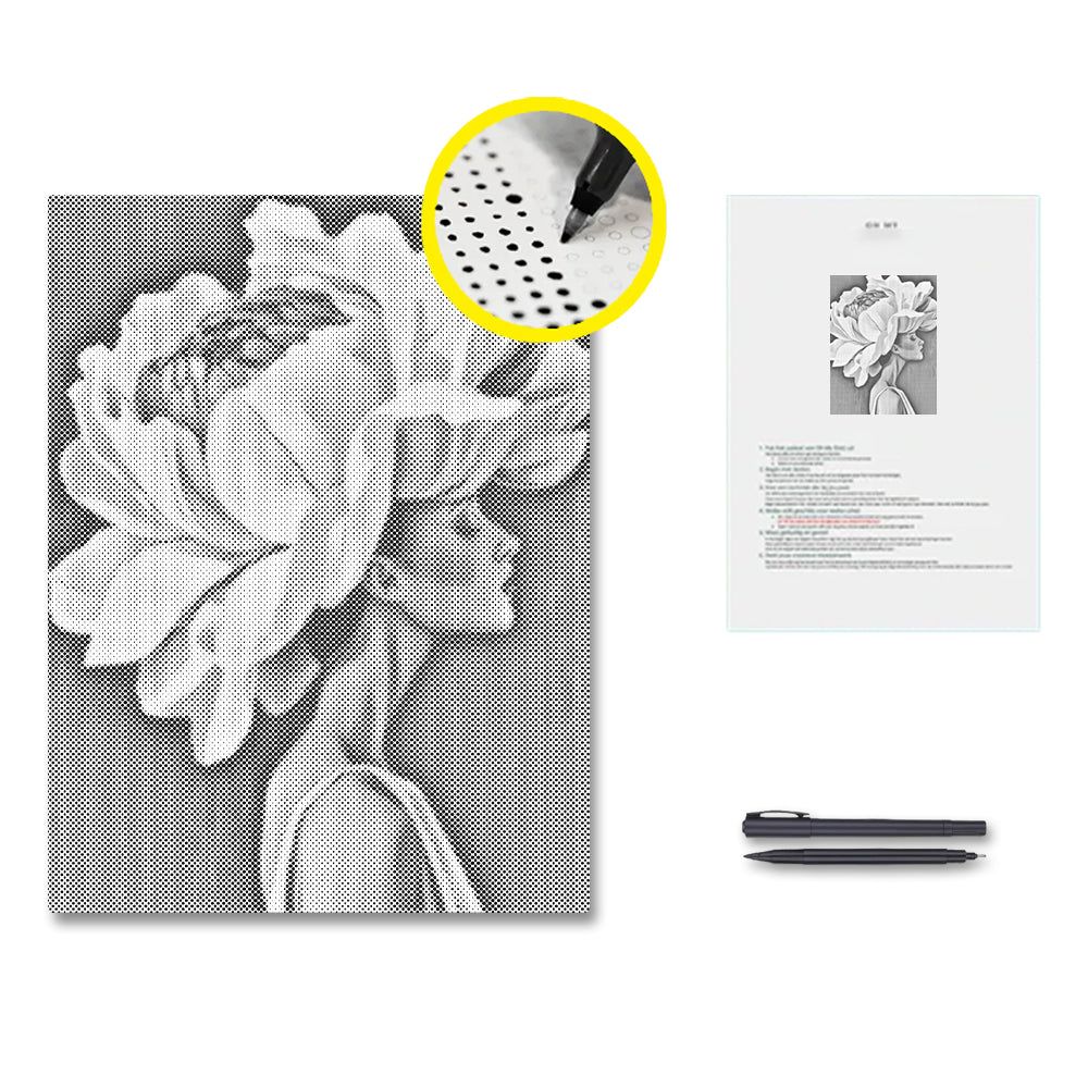 Flower & Woman - Pintura por puntos