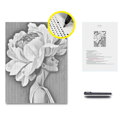 Flower & Woman - Pintura por puntos