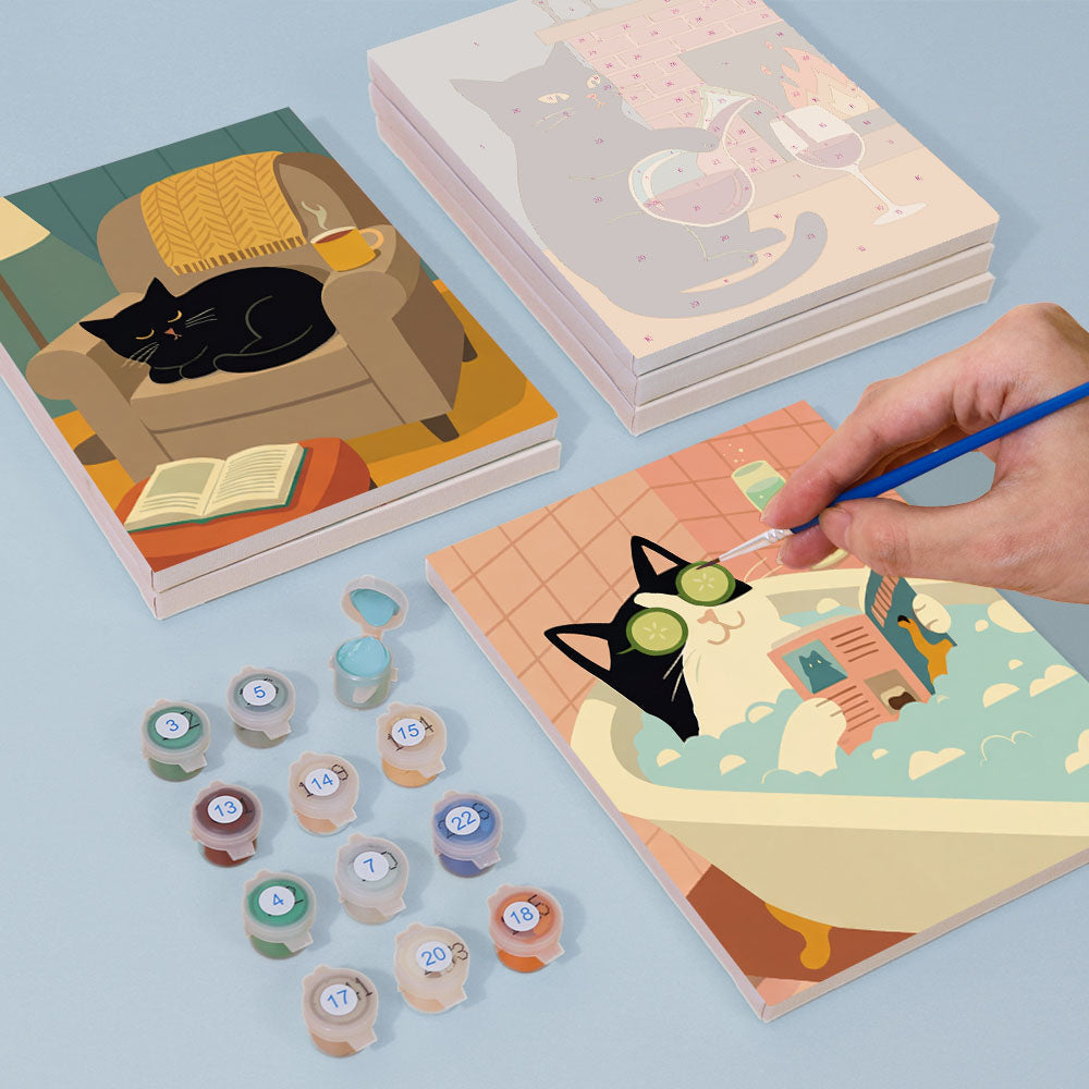 Gato negro tranquilo - Pintar por números